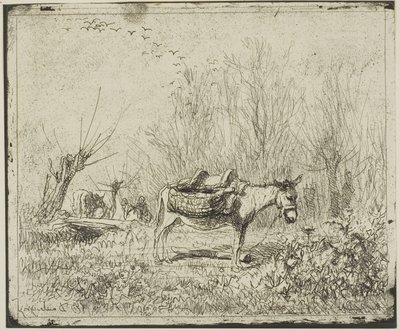 The Donkey in the Meadow by Charles Francois Daubigny