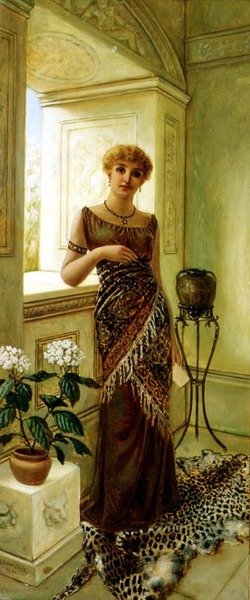 Classical Woman by a Window by Charles Frederick Lowcock