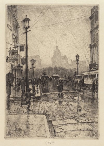 Rainy Day, Broadway by Charles Frederick William Mielatz