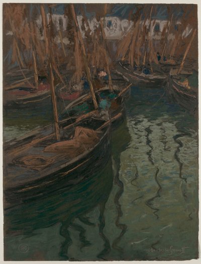 A Dock Harmony--Fishing Boats by Charles Fromuth