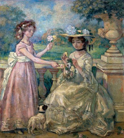 Two Girls on a Terrace by Charles Guerin