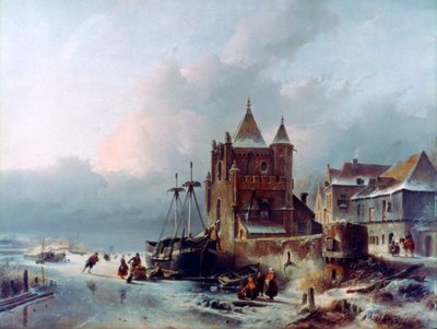 Frozen River by Charles Henri Joseph Leickert