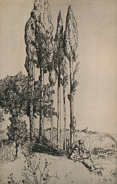 Cypress Trees Near Siena, 1903 by Charles Holroyd
