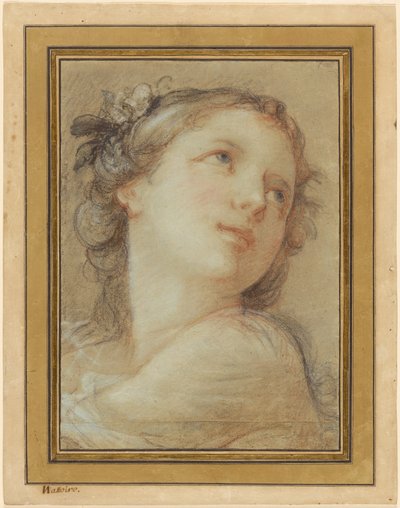 Head of a Bacchante by Charles Joseph Natoire