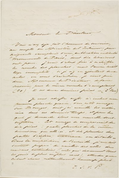 Charles Meryon Autographed Letter by Charles Meryon