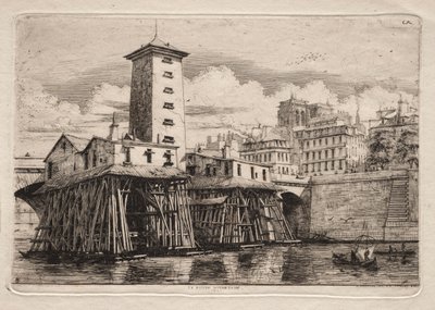 Etchings of Paris: The Notre Dame Pump by Charles Meryon