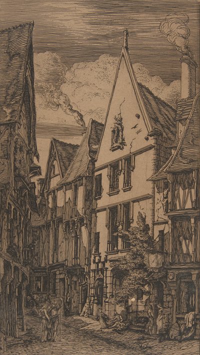 Rue des Toiles, Bourges by Charles Meryon
