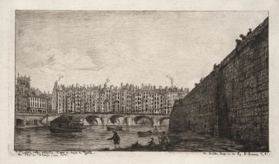 The Exchange Bridge, Paris, about 1784 by Charles Meryon