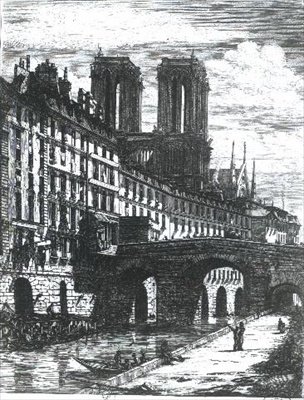 The Little Bridge on the Hotel-Dieu by Charles Meryon