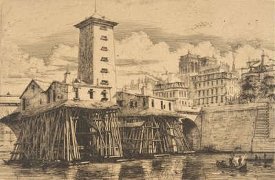 The Notre-Dame Pump, Paris by Charles Meryon
