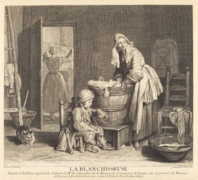 The Laundress by Charles Nicolas Cochin I after Jean Siméon Chardin