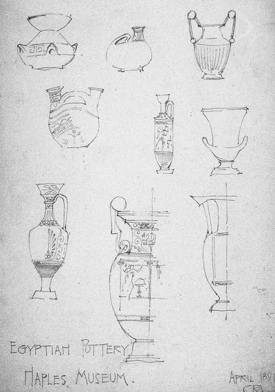 Egyptian Pottery, Naples Museum, 1891 by Charles Rennie Mackintosh