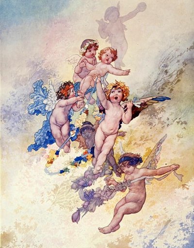 Putti with Garlands of Flowers by Charles Robinson