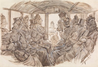 Interior of a Bus by Charles Samuel Keene