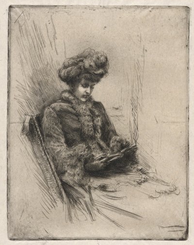 Seated Young Woman, Reading by Charles Yardley Turner
