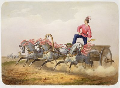 Carriage Racing, engraved by Yves Grenier by Charles de Hampeln