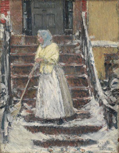 Sweeping Snow by Childe Frederick Hassam