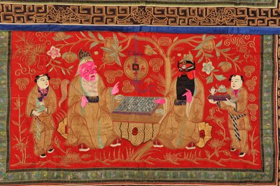 Chinese altar cloth by Chinese School