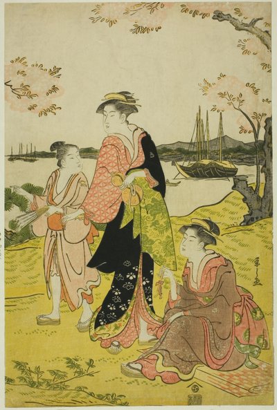 Viewing Cherry Blossoms at Goten Hill by Chobunsai Eishi