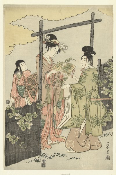 Prince Genji and Yugao by Chokosai Eisho
