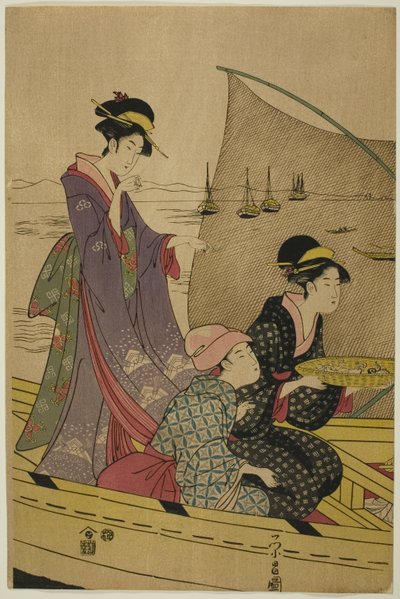 Women on a Fishing Boat by Chokosai Eisho