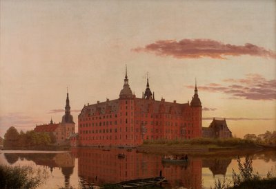 Frederiksborg Palace seen from Jægerbakken. Evening. by Christen Schjellerup Købke