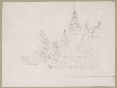 Frederiksborg Castle. Part by the Coin Bridge by Christen Købke