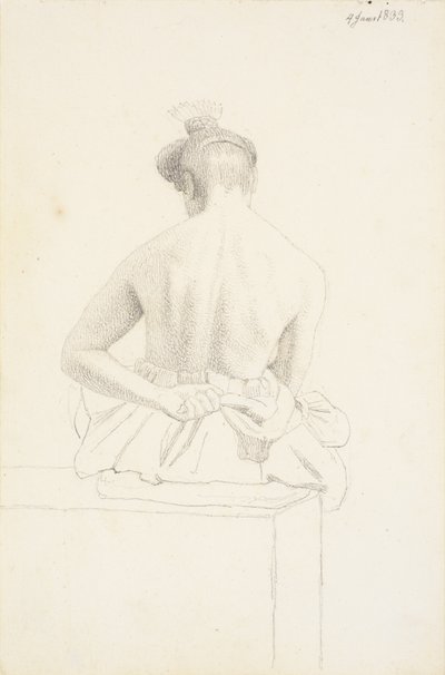 Seated Female Model Seen from Behind by Christen Købke