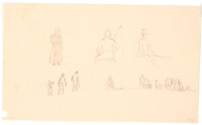 Two Rows of Figure Sketches by Christen Købke