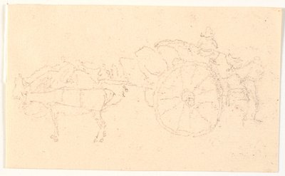 Two-Wheeled Cart with Team by Christen Købke