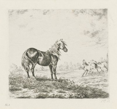 Landscape with Three Horses by Christiaan Wilhelmus Moorrees