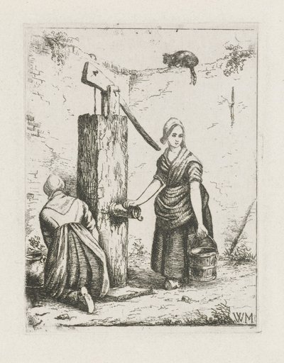 Two Women at a Water Pump by Christiaan Wilhelmus Moorrees