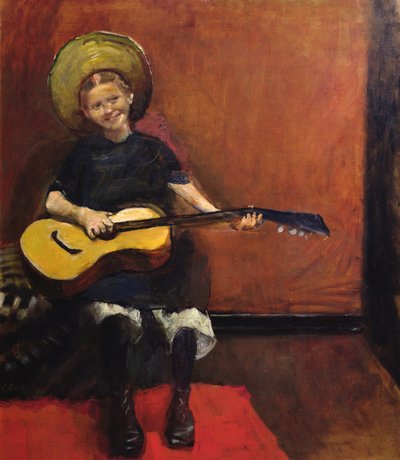 Girl with guitar by Christian Krohg