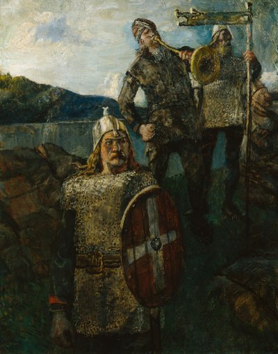King Olav Let Blow the Army Sound by Christian Krohg