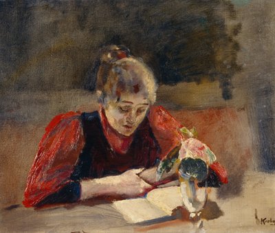 Oda Sits and Reads by Christian Krohg