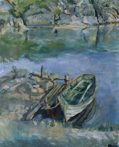 Rowing Boat with Quay by Christian Krohg