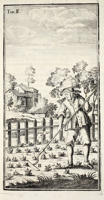 Gardener Hoeing, pub. Erfurt in Thuringia, 1753-55 by Christian Reicharts