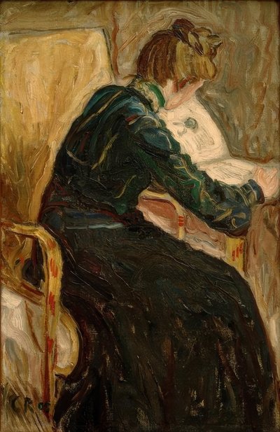 Reading Woman in Armchair by Christian Rohlfs