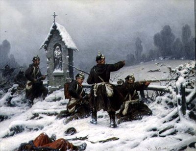 Winter Skirmish by a Shrine, 1846 by Christian Sell