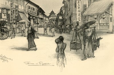 Street Scene, Singapore by Christian Wilhelm Allers