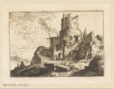 Landscape with Watchtower by Christian Wilhelm Ernst Dietrich