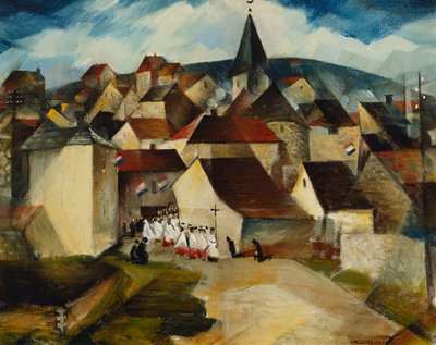 A Village Procession, France by Christopher Richard Wynne Nevinson