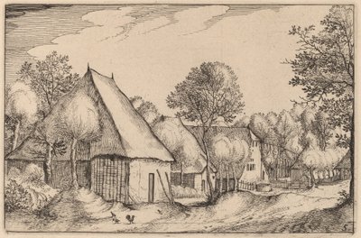 A Farmyard by Claes Jansz Visscher after Johannes van Doetechum, the Elder after Lucas