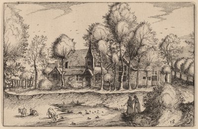 A Pond by Claes Jansz Visscher after Johannes van Doetechum, the Elder after Lucas