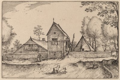 Large Walled Farm by Claes Jansz Visscher after Johannes van Doetechum, the Elder after Lucas