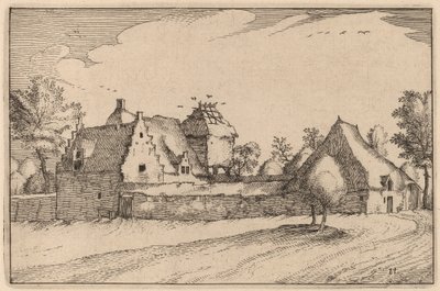 Walled Farm by Claes Jansz Visscher after Johannes van Doetechum, the Elder after Lucas