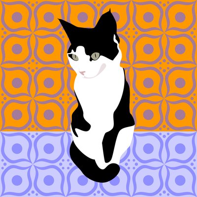 Cat on Moroccan Tiles by Claire Huntley