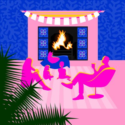 Christmas by the Fireplace by Claire Huntley