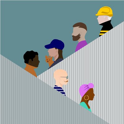 Escalator People by Claire Huntley