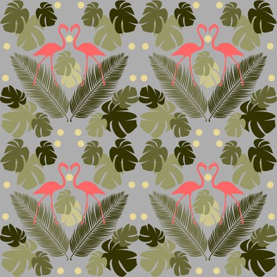 Flamingo and Palms by Claire Huntley